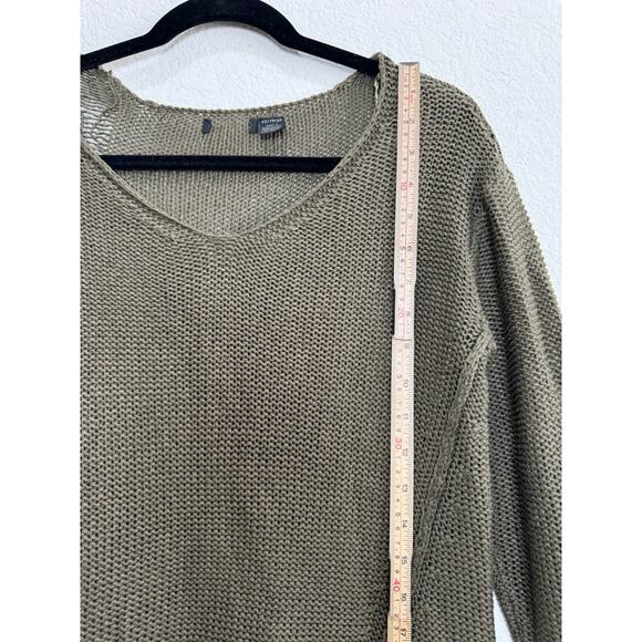 Women's Knitted Green V-Neck Sweater with Suede Elbow Patches XS - Picture 2 of 11